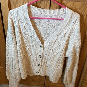 LOFT Cream Cable Knit Cardigan